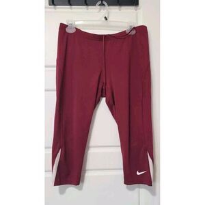 Nike‎ Dri-Fit Athletic Running Tights Women's Burgundy/White Size Large